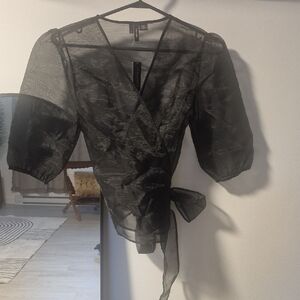 Vero Moda Black Sheer Wrap Blouse